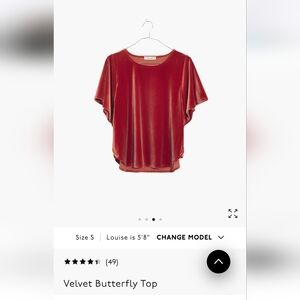 Great condition Madewell Velvet Butterfly Top In Dark Cinnabar